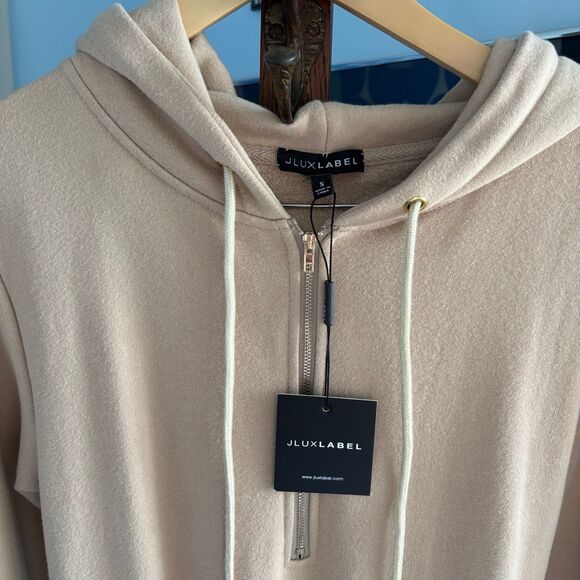 NWT JLUXLABEL Ivory Beige 100% Cotton Fleece Journey Jumpsuit Size Small - Picture 7 of 12